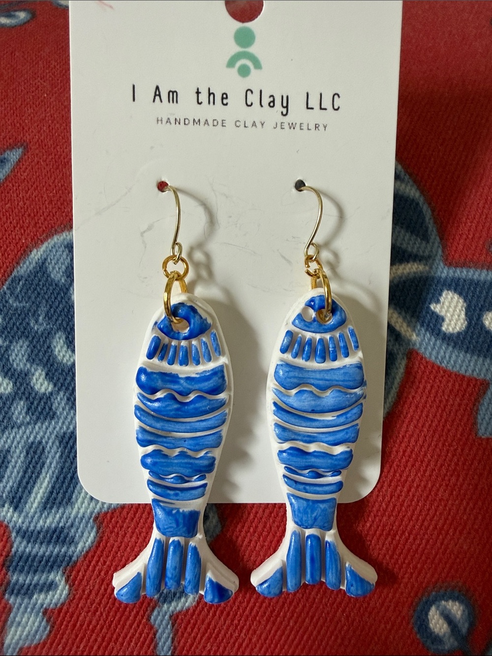Blue Fish Clay Earrings